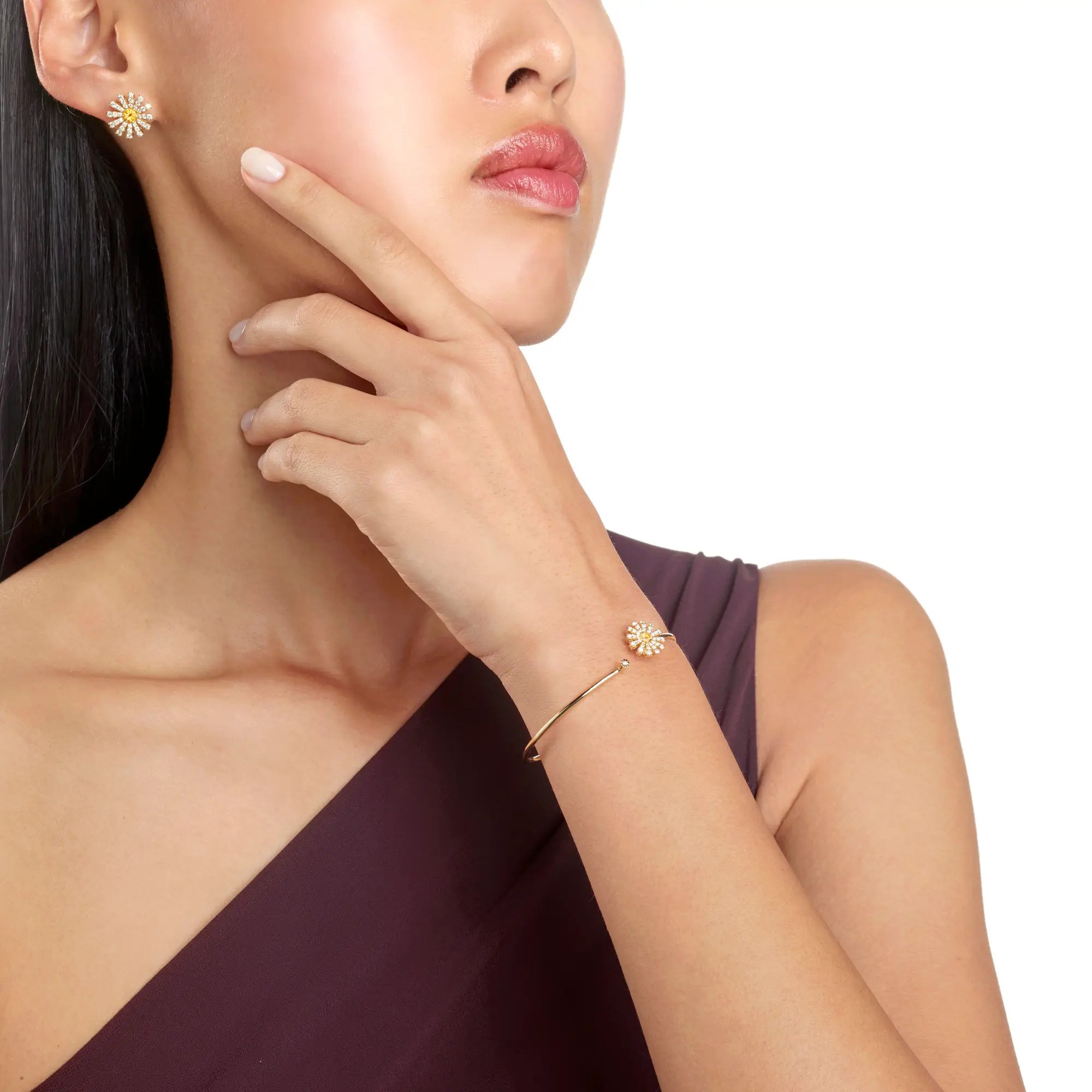 Damiani 14k Yellow Gold Margherita Bracelet with Citrine and Diamonds. 