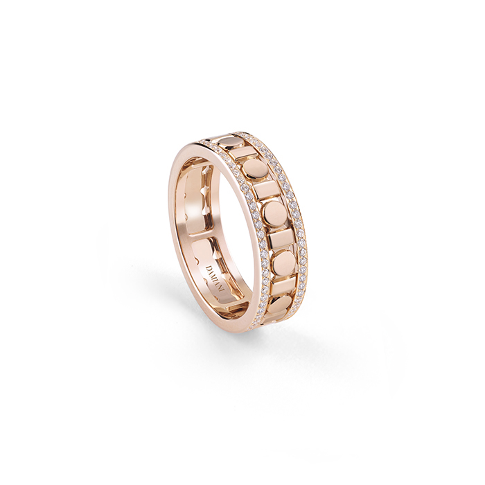 Damiani 18k Pink Gold Diamond Ring Belle Epoque Reel 5.70mm. 