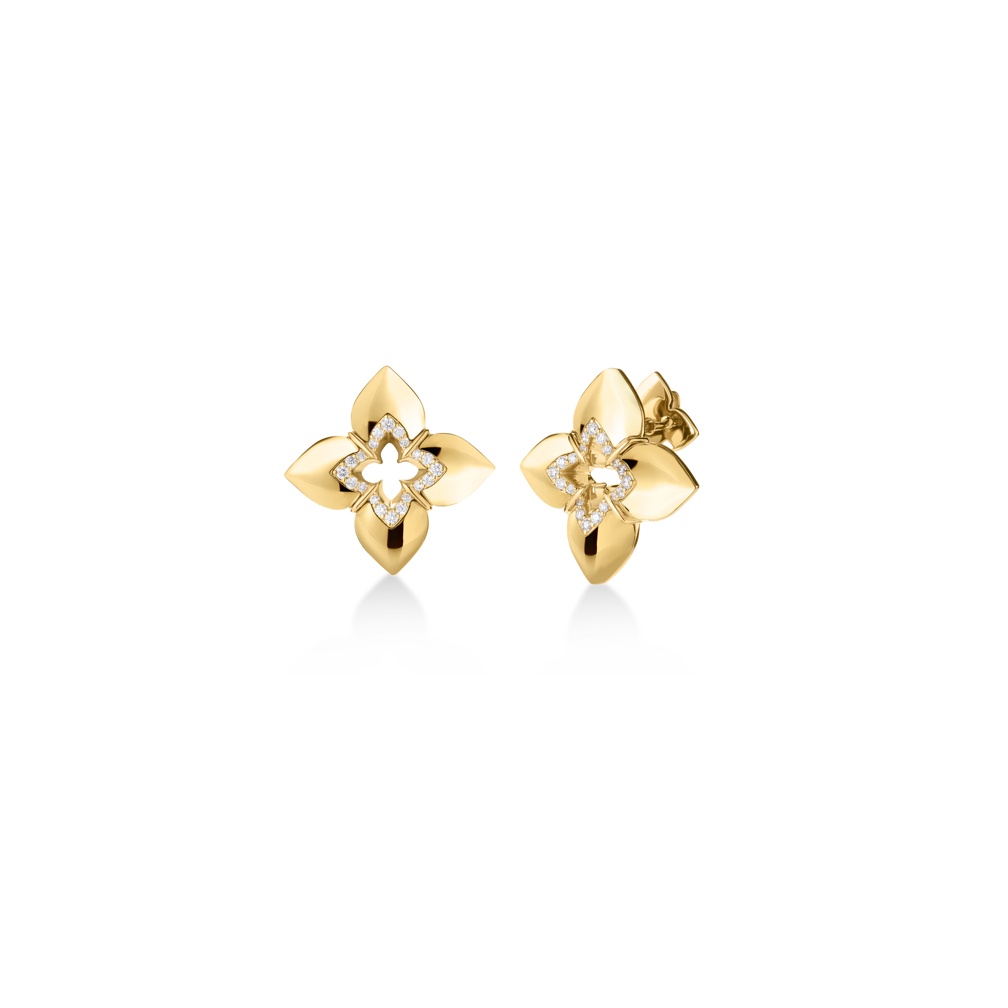 ROBERTO COIN 18K YELLOW GOLD VENETIAN PRINCESS EARRINGS DIA-0.03. 