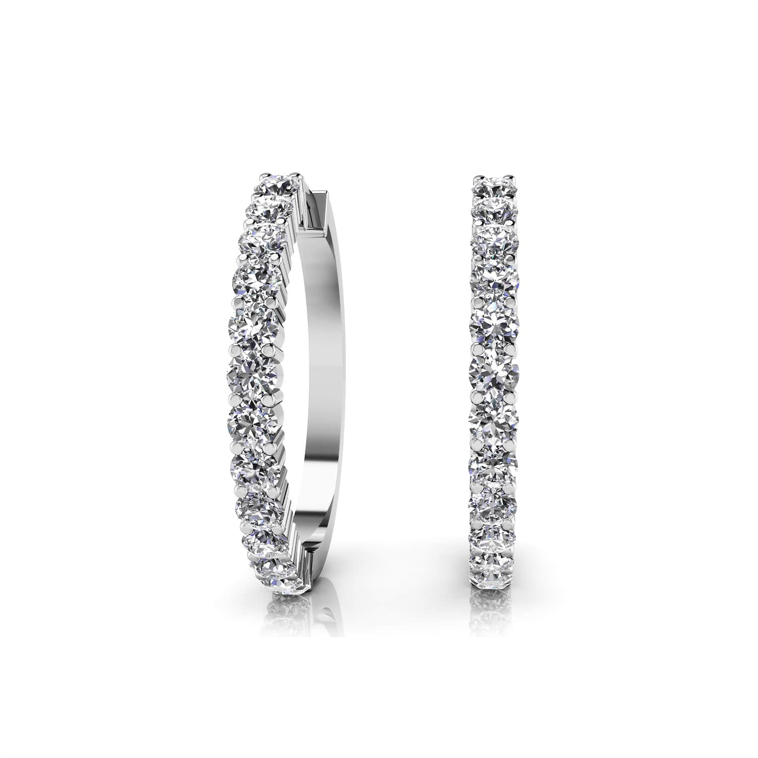 The Wall Street 14k White Gold and Diamond Hoops