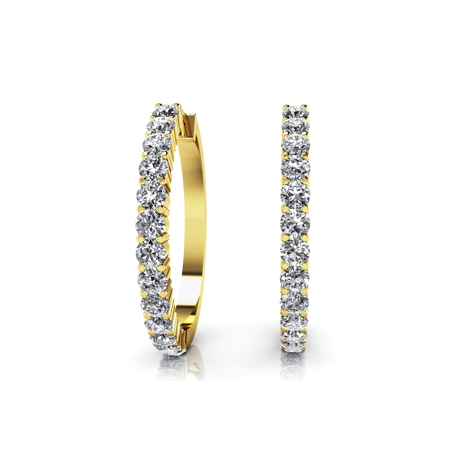 The Wall Street 14k Yellow Gold and Diamond Hoop Earrings. 0.75ctw