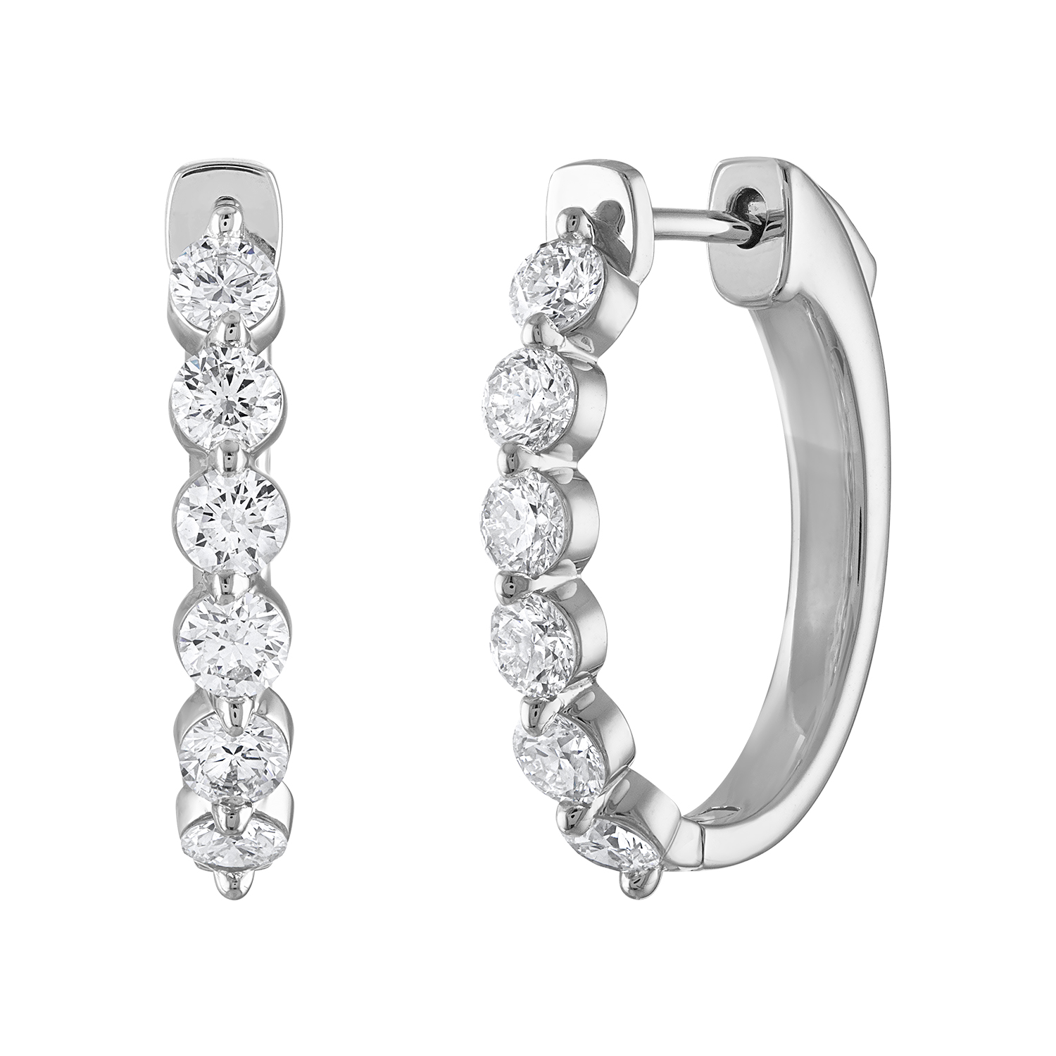 The Maiden Lane 14k White Gold and Diamond Hoops. 0.50ctw
