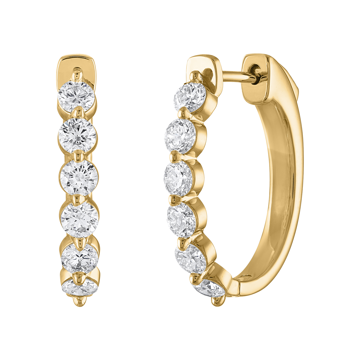 The Maiden Lane 14k Yellow Gold and Diamond Hoops. 0.50ctw