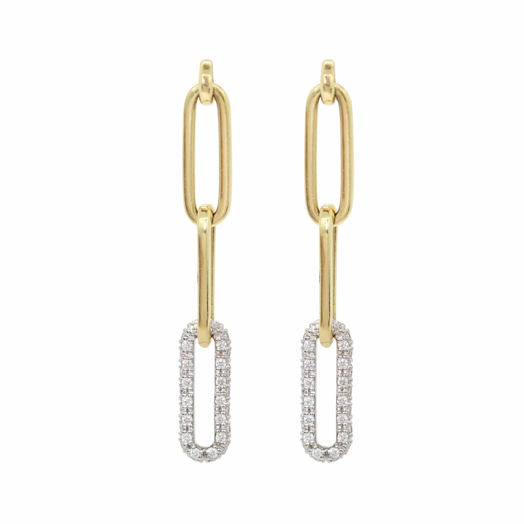 The Broad Street 14k White Gold and Diamond Link Earrings. 0.55ctw
