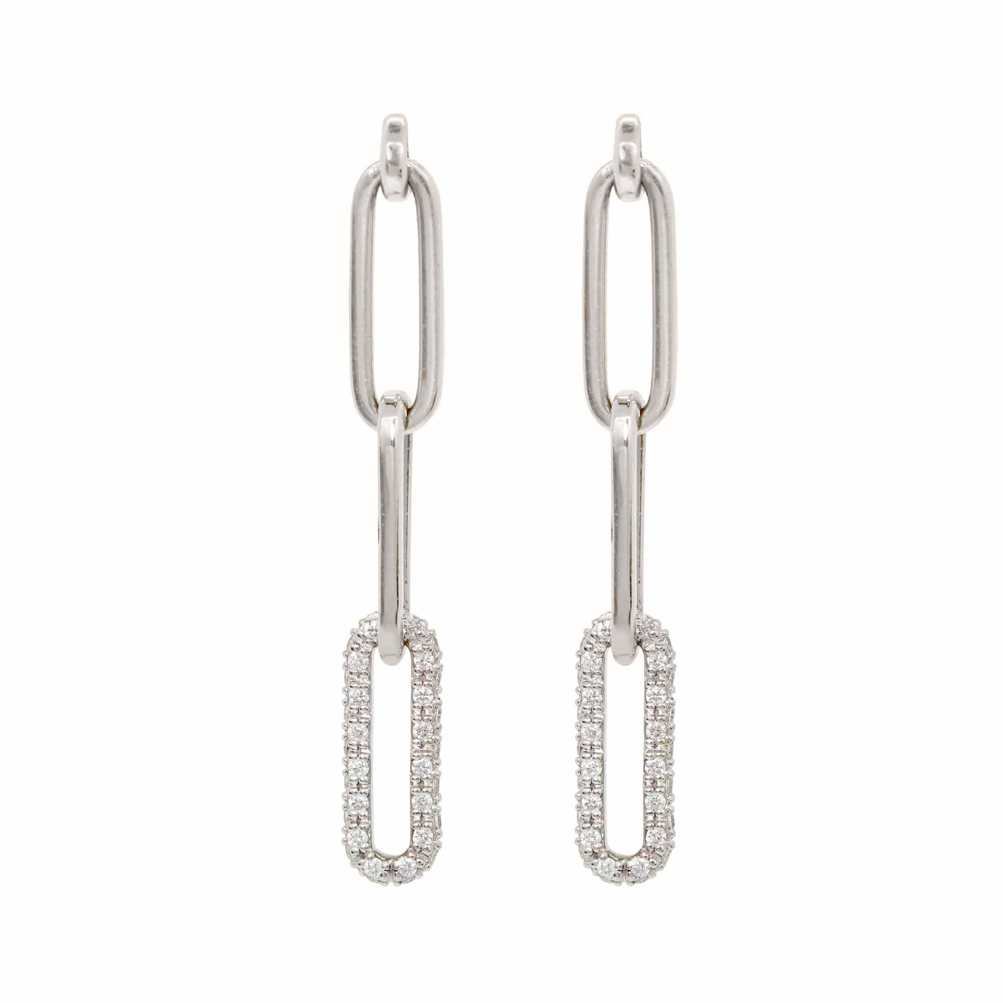 The Broad Street 14k White Gold and Diamond Link Earrings. 0.55ctw