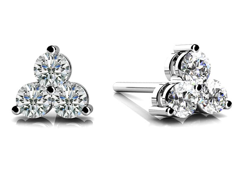 The Maiden Lane 14k White Gold 3-Stone Diamond Studs. 0.65ctw