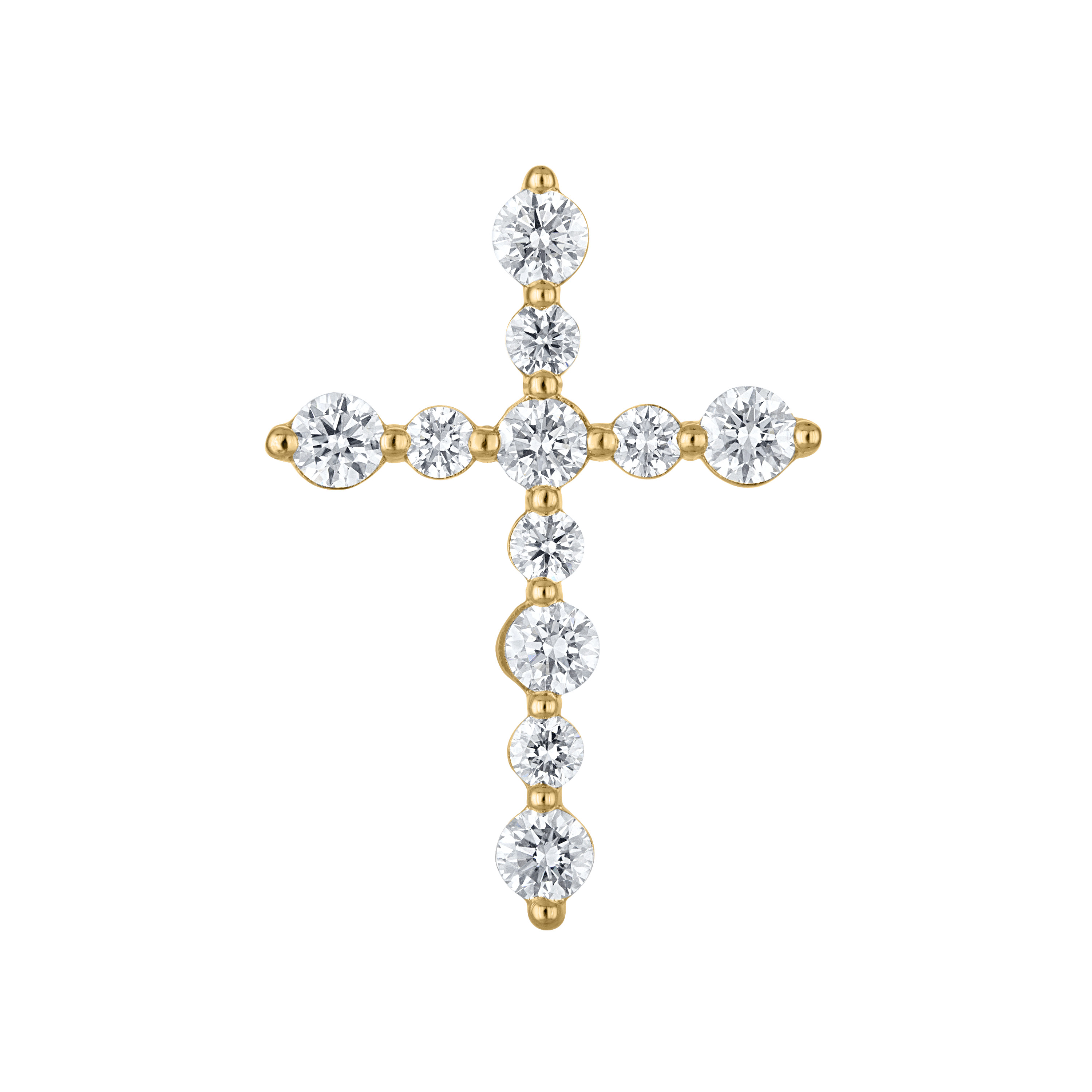 The 14k Yellow Gold Trinity Cross Pendant with Diamonds. 1ctw